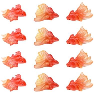 Imagem de Pinenjoy 18 peças mini estatuetas de peixe betta miniatura figuras de peixe dourado vermelho resina Koifish topo de bolo para bricolage jardim de fadas musgo paisagem Páscoa aniversário artesanato