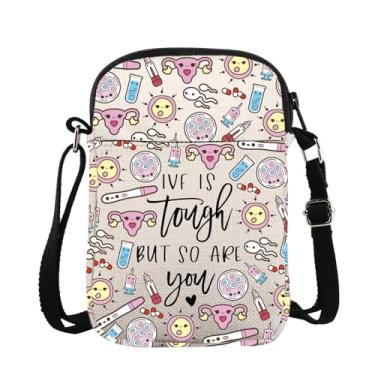 Imagem de ZJXHPO Bolsa tiracolo feminina com tema de infertilidade IVF Is Tough But So Are You Messenger Bag Relief Support Gift, Ivf Cb