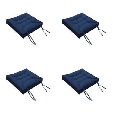 Imagem de Kit Com 4 Unidades Almofada Futon Confort Assento Para Cadeira Suede Liso 40x40(Azul Marinho)