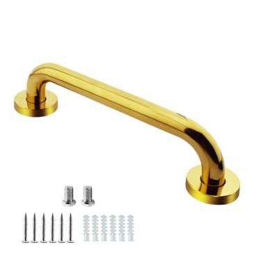 Imagem de Barras de segurança de banheiro douradas escovadas de 30,5 cm, barras de apoio NAWPHEKI antiderrapantes de aço inoxidável para banheiras e chuveiros, alça de chuveiro de barra de apoio de banheiro