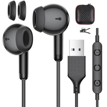Imagem de AFGHOA Fones de ouvido USB com microfone para PC, laptop, fones de ouvido USB A de 2,5 m com fio para computador, fone de ouvido USBA com cabo de chamada estéreo silencioso com cancelamento de ruído
