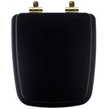 Imagem de Assento Sanitário Poliéster Soft Close Boss Matte Black (preto Fosco) para Vaso Incepa com Ferragem Dourada
