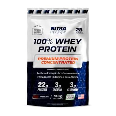 Imagem de Whey Protein NitraFuze (907g - 28 doses) | Com 22g de Proteína | Creatina, glutamina, treonina e glicina | Ganho de Massa, Força e Recuperação Muscular (907g - 28 doses, Chocolate)