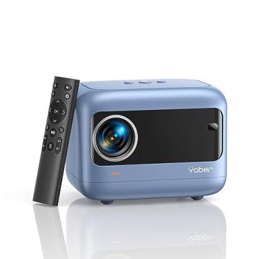 Imagem de [Foco elétrico] Mini projetor YABER com WiFi 5G e Bluetooth 5.2, projetor portátil 1080p, suporta correção de pedra angular de ± 40°, projetor externo para telefone/TV Stick/laptop/PS5 (azul)
