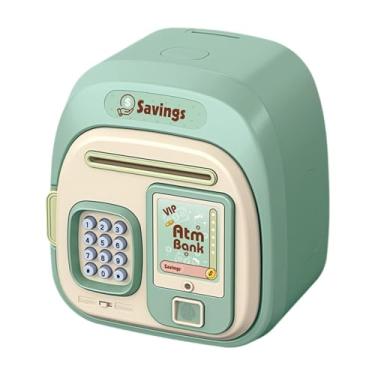 Imagem de shamjina Cofrinho infantil com senha desenho animado para economizar dinheiro decoração de mesa presente com senha bloqueio banco de dinheiro idade 3-8 anos, Verde