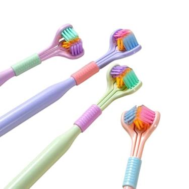 Imagem de Escova de Dentes Tripla Face, Ultra Fina Macia, 19,5 x 2,5 cm, para Cuidados Orais (Preta)