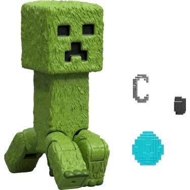 Imagem de Mattel Minecraft Creeper, conjunto de figura de ação e acessórios, personagem colecionável de 10,16 cm inspirado em "um filme de minecraft", JFR58