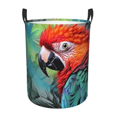 Imagem de Cesto de lavanderia colorido papagaio dobrável à prova d'água cesto de armazenamento de roupas com alças pano oxford organizador de brinquedos cesta para banheiro, lavanderia, quarto, pequeno