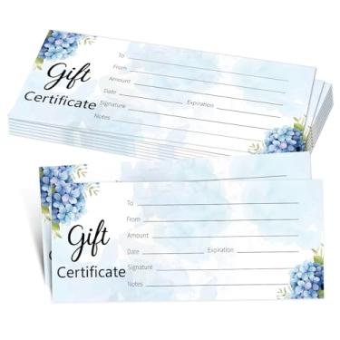Imagem de 25 vales de presente de hortênsia para empresas, vale de presente azul em branco para salão, spa, restaurantes, casamento, aniversário, Natal, vouchers personalizados para clientes, 8 x 20 cm - 04