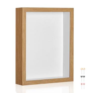 Imagem de MUXIUNT Caixa de sombra de 30,5 x 40,6 cm com painel espesso nas costas de linho macio, moldura grande marrom de sombra profunda 30,5 x 40,6 cm para itens de formatura em jérsei flores e presentes em