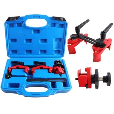 Imagem de Fumrtcy Kit de ferramentas de temporização de eixo de cames universal 37950 Conjunto de chave de bloqueio de roda dentada e suporte de polia ajustável para câmera de admissão de escape, serve na