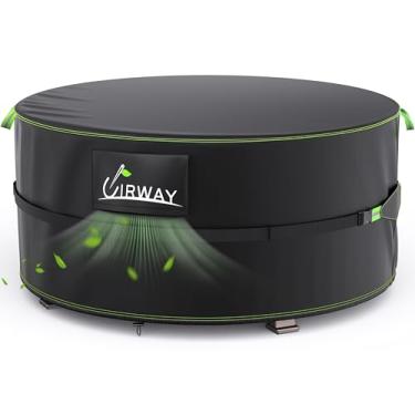 Imagem de UIRWAY Capa Para Fogueira Redonda De 32", À Prova D'Água, Áreas Externas, Tecido Oxford 600D Resistente Com Revestimento Pvc, A Rasgos E Vento, Mesa Pátio Preta