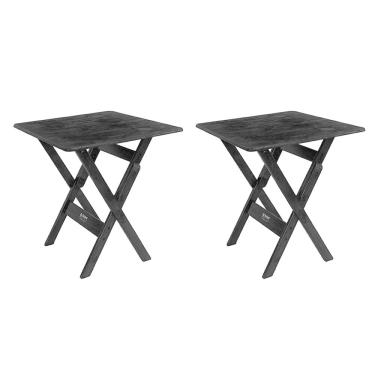 Imagem de Mesa Dobravel 70x70 Kit 2 Unidades Pinus Madeira Tratada Preto - I9 Móveis