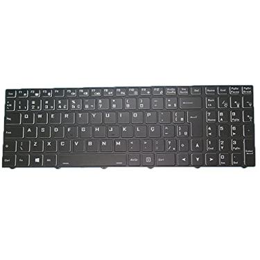 Imagem de Teclado retroiluminado notebook para CLEVO NH55ACQ NH55AFW NH55DCQ NH55DDW NH55DP NH55DPQ NH55EDQ NH55EHQ NH55EJQ Brasil BR moldura preta