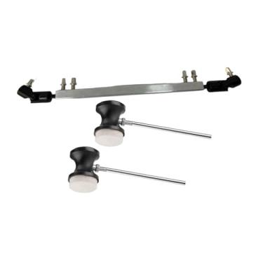 Imagem de oshhni Eixo de transmissão do pedal de bumbo duplo, haste de ligação, com batedores, conector de ligação do pedal de bumbo, acessório, Eixo Preto Prateado