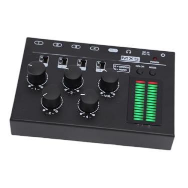 Imagem de Asixxsix Mixer de áudio Profissional, Misturador de Som de 4 Canais Com Exibição de Nível de LED, Mixer Mono Estéreo para PC CD Player pré -amplificador Falante de Fone de Ouvido