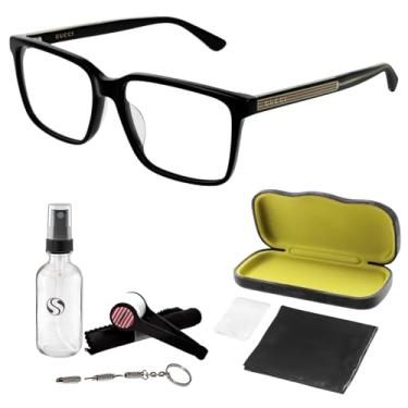 Imagem de Gucci GG0385OA Óculos modernos de designer elegantes com armação retangular grande com kit eSHADES de luxo - Abrace a sofisticação e a elegância, Preto/preto, 55mm