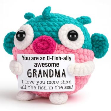 Imagem de LEJIAJINW Gifts for Grandma Christmas Stocking Stuffers, Birthday Gifts for Grandmother Gigi Nana Mimi Grammy from Granddaughter Grandson Grandkids, Cute Mini Handmade Crochet Fish for Her