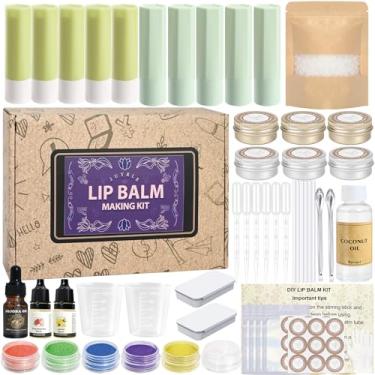 Imagem de JUYRLE Kit de fabricação de protetor labial - Kit de brilho labial de coco com cera de abelha, óleo de jojoba e óleo de coco para adultos e meninas, faça seu próprio protetor labial – Cuidado labial