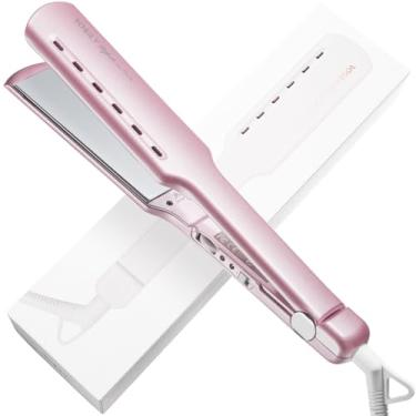 Imagem de ROSILY Alisador de cabelo Nano Titanium | Alisador de cabelo de 4 cm de largura, tensão dupla 100-240 V, temperatura ajustável adequada para todos os tipos de cabelo, aquecimento instantâneo