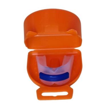 Imagem de Estojo Laranja e Protetor Bucal Duplo Moldável P/ Muay Thai, Boxe - Zo