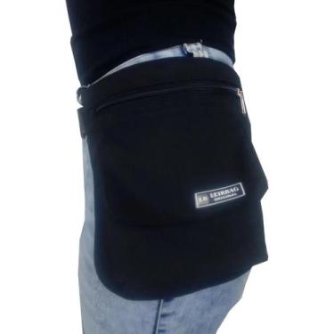 Imagem de Pochete Dupla Cartucheira Feminina Perna Caminhada Preto - Leirbag