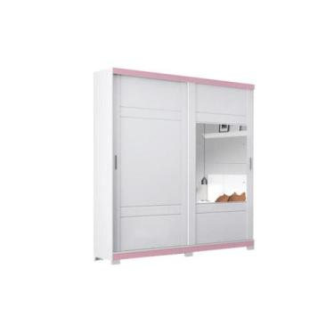 Imagem de Roupeiro Verg 02 Portas Deslizantes Branco/Rosa Chá - Henn