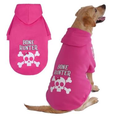Imagem de BINGPET Suéter de cachorro caçador de ossos com capuz e orifício para trela, moletom com capuz quente e casaco de inverno para cães pequenos a grandes, roupas para animais de estimação em clima frio