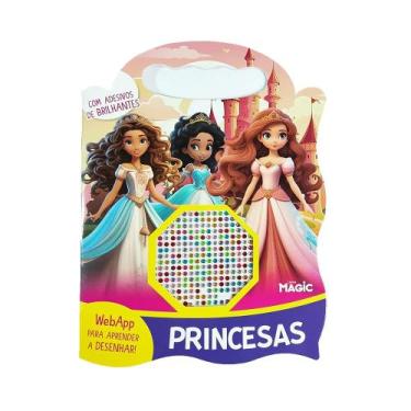 Imagem de Livro - Princesas com Desenhos Para Colorir e Adesivos Brilhantes
