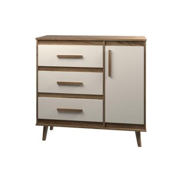 Imagem de Cômoda Sapateira 3 Gavetas Maya Com Puxadores E Pés Retro Design Moderno Quarto Savana Mobília Decor