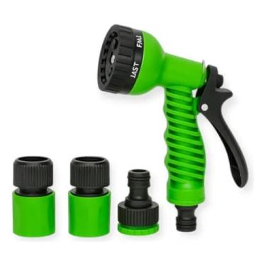Imagem de Kit Esguicho Tipo Pistola para Jardim com 4 Peças Engates Rápidos Trava e Controle de Fluxo de Água