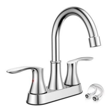 Imagem de Phiestina Torneira de pia de barra de 10 cm RV giratória 2 furos conjunto central torneira de banheiro cromada, pia de preparação utilitário comercial lavanderia torneira de pia de cozinha, BARTY36