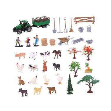 Imagem de Esquirla Figuras de animais de fazenda, modelos de figuras, cenário, jardim de fadas, decoração realista, mesa de areia, cena de brinquedo, micro paisagem para, 49 Peças