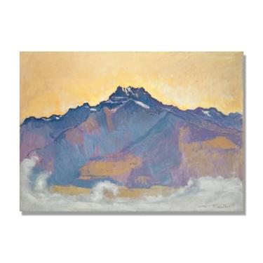 Imagem de Pinturas a óleo famosas, (paisagem 28) por Ferdinand Hodler, reprodução impressa em tela, arte de cenário para decoração de sala de estar. Apenas tela de 50 x 70 cm - 19,6 x 27,5 pol