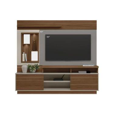 Imagem de Rack Bancada C/ Painel P/ Tv Até 60 Pol Eldorado 2 Portas E 2 Prateleiras 181x200cm Jatoba/off White - Linea Brasil