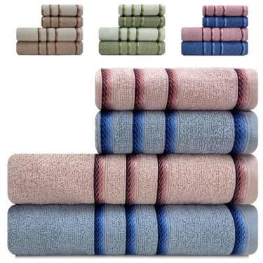 Imagem de Jogo de Toalhas 4 Peças Banho e Rosto 100% Algodão Appel Classic, AZUL