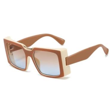 Imagem de Óculos de sol retrô com armação grossa e gradiente de leopardo, feminino, casual, fashion, masculino, UV400 (azul chá)