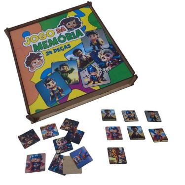 Imagem de Jogo Da Memória Pedagógico Em Madeira Estojo Infantil 24 Pçs