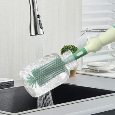 Imagem de Escova de mamadeira 3 em 1 para limpar mamadeiras, mamilos e canudos, limpador de mamadeira ideal para uso doméstico e em viagens (verde)