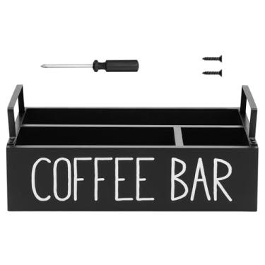 Imagem de LCZNXJJY Organizador de estação de café, organizador de cafeteria de madeira, 4 compartimentos, cesta de armazenamento de acessórios para cafés, organizador de cápsulas de café, organizador de