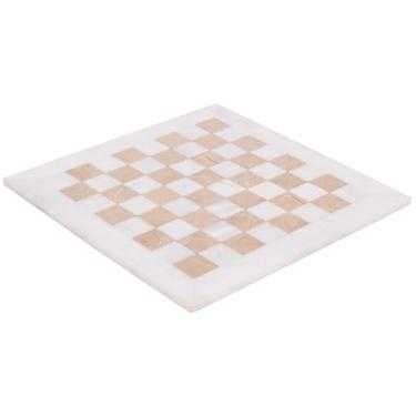 Imagem de Marble Chess Board 15 Inch Handmade White and Verona Stone Luxury Board Games for Adults & Family - Ideal Chess Board for Travel, Tabletop Play & Home Decor