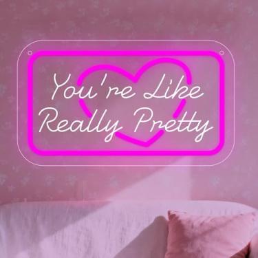 Imagem de Neonawall You’re Like Really Pretty Neon Sign for Wall Decor Pink Light Up Letters Led Sign Birthday Party Signs Led Decorative Night Signs Girls’ Room Decorations Christmas Party Gifts for Girl Home