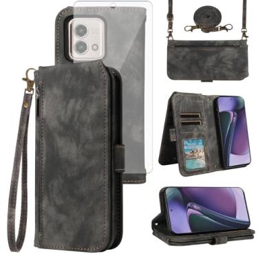 Imagem de Asuwish Capa de celular para Motorola Moto G Stylus 5G 2023 capa de celular carteira com protetor de tela de vidro temperado alça transversal alça flip suporte para cartão GStylus G5 XT2317DL XT2315-5