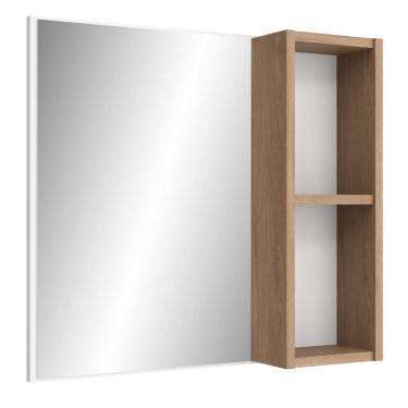 Imagem de Armário Para Banheiro Com Espelho 60cm Ramona B06 Branco Carvalho - Lyam Decor