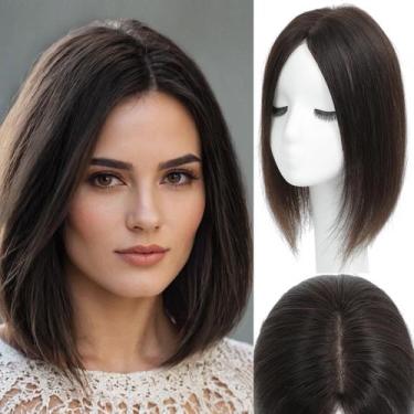Imagem de Toppers de cabelo para mulheres Real Human Hair 30 cm Upgrade Mono Bas