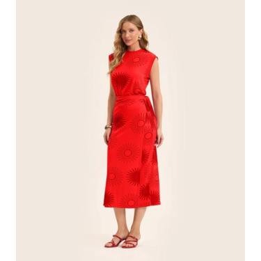 Imagem de Saia Midi Envelope em Visco Maquinetada Rovitex Laranja, GG, Laranja