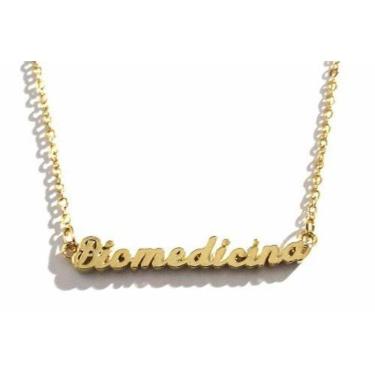 Imagem de Colar Biomedicina Biomédica Escrito Folheada A Ouro 18K