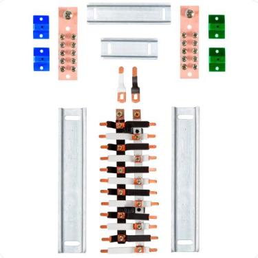 Imagem de Kit Barramento Bifásico Padrão Cemar 100A para 24 Circuitos com Termo 