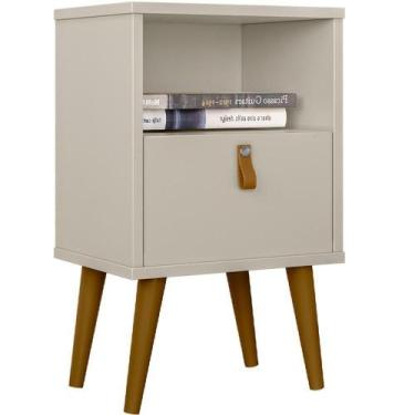 Imagem de Mesa De Cabeceira Com 1Nicho 04 Pés Em Madeira Off White - LYAM DECOR