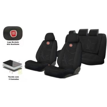 Imagem de Capas Tecido Banco Strada 2014 a 2019 + Capa Volante + Chaveiro - Kit 